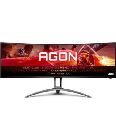 AOC Agon AG493UCX2 48,8" Monitor de jogos curvo ultra-amplo/ Dual QHD/ 1ms/ 165Hz/ VA/ Multimídia/ Preto
