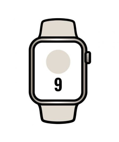 Apple Watch Series 9/ GPS/ 45mm/ Cellular/ Caja de Aluminio Blanco Estrella/ Correa Deportiva Blanco Estrella S/M