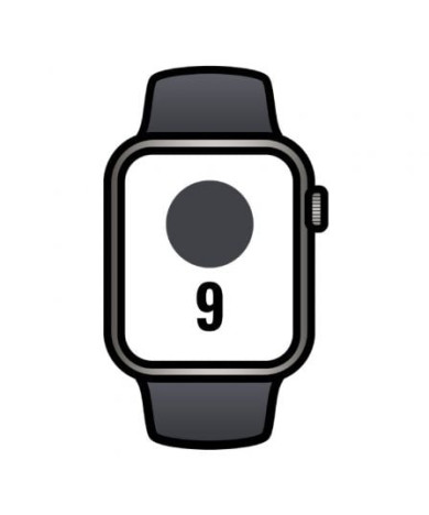 Apple Watch Series 9/ GPS/ Cellular/ 45mm/ Caja de Acero Grafito/ Correa deportiva Medianoche S/M