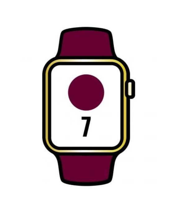 Apple Watch Series 7/ GPS/ Celular/ 41 mm/ Caixa de Aço Dourada/ Pulseira Sport Cereja Escura
