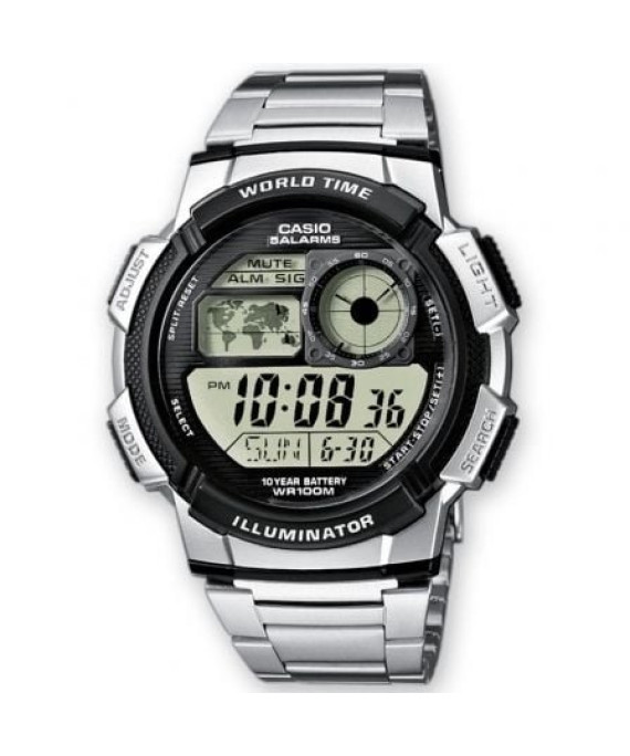 Relógio Digital Masculino Casio Collection AE-1000WD-1AVEF/ 48mm/ Prata e Preto