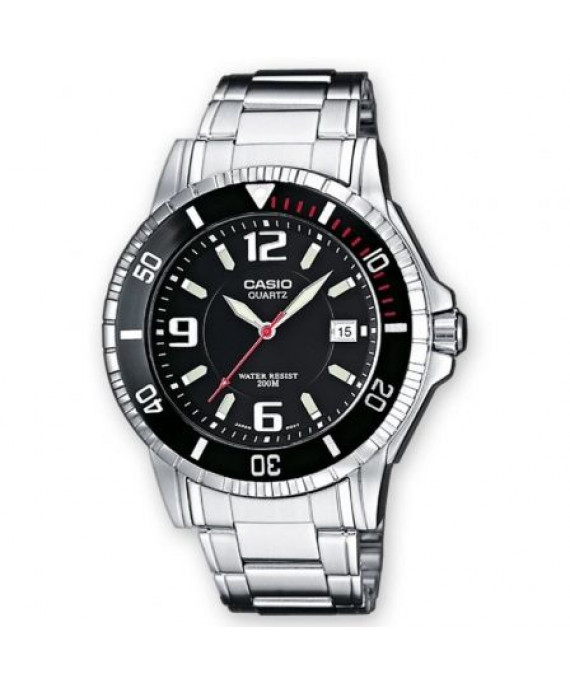 Relógio analógico masculino da coleção Casio MTD-1053D-1AVES/ 48mm/ preto e prata