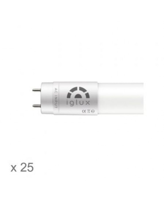 Tubo LED Iglux T8IG-20120-N V2/ 120cm/ Potência 20W/ 1900 Lumens/ 4200ºK/ Pack de 25 unidades