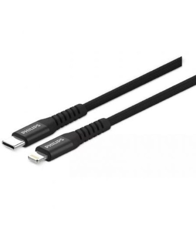 Cable USB 2.0 Lightning Philips DLC5204L/ USB Tipo-C Macho - Lightning Macho/ 1.2m/ Negro
